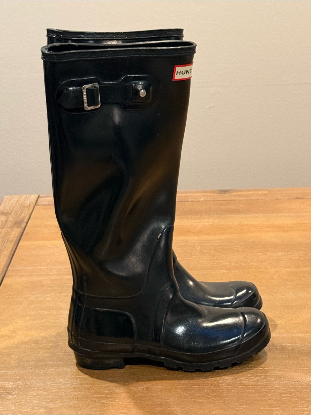 Hunter Original Tall Gloss Rain Boots Black Waterproof Wellies US 6 UK 4 EU 37